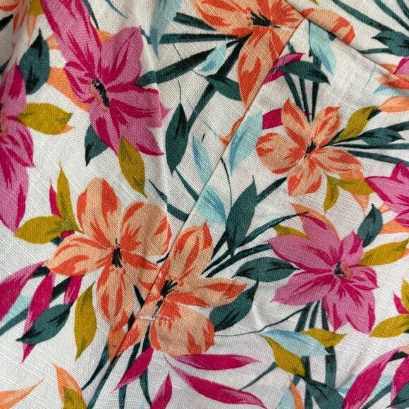 Jessica Simpson Tropical Floral Linen Flowy Wide Leg Pants - Picture 15 of 16